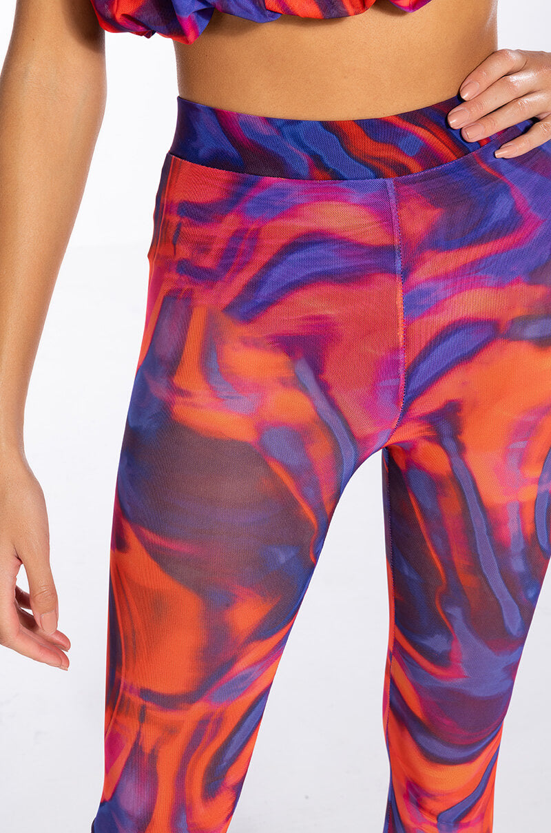LILA MESH PATTERNED TOP AND LEGGING SET