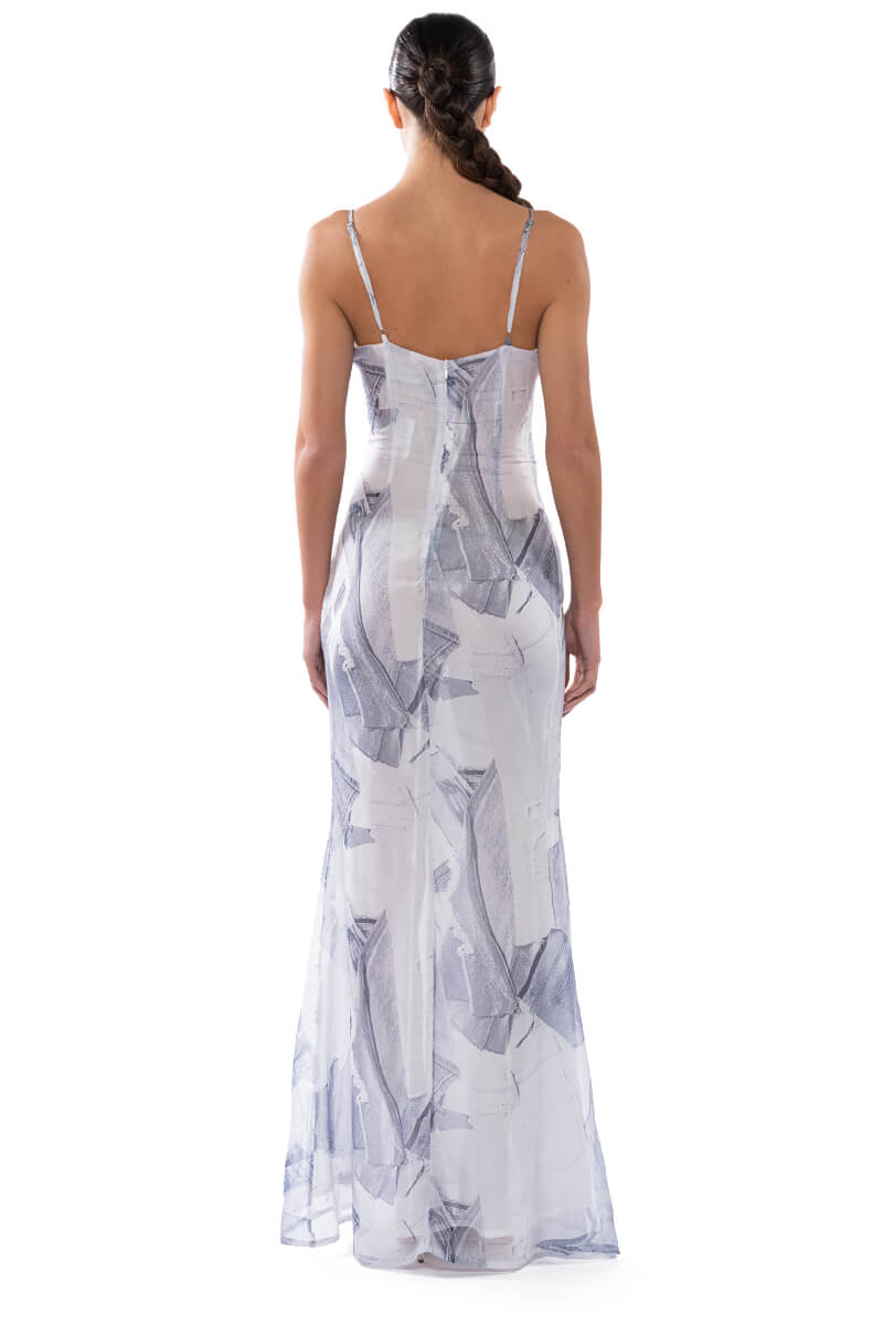 JADE PRINT SLIT MAXI DRESS