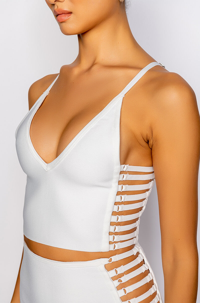 MISBEHAVED BANDAGE CUTOUT CROP TOP