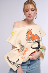 MONDRIAN OFF THE SHOULDER OVERSIZED SWEATSHIRT