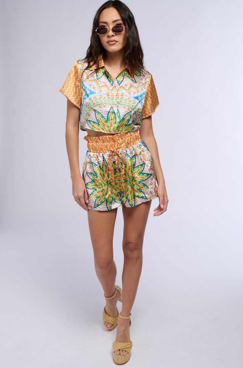 MOSAIC SATIN PRINT SHORT