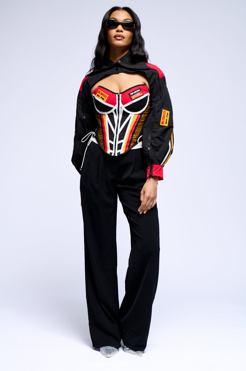 NEED FOR SPEED ZIP UP FRONT CORSET TOP