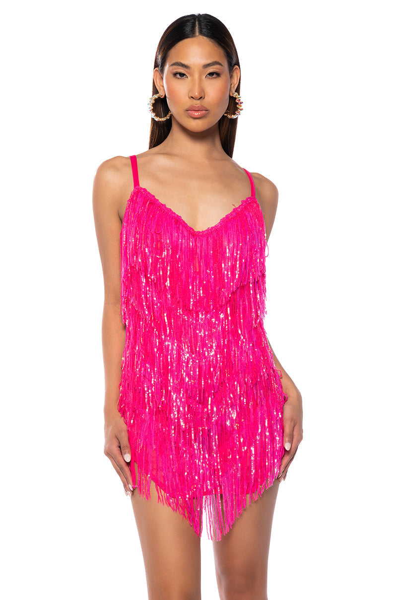 NEVER ENDING NIGHTS SPARKLE MINI DRESS IN PINK