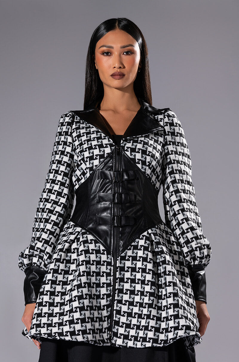 NEW ON THE BLOCK HOUNDSTOOTH MINI DRESS