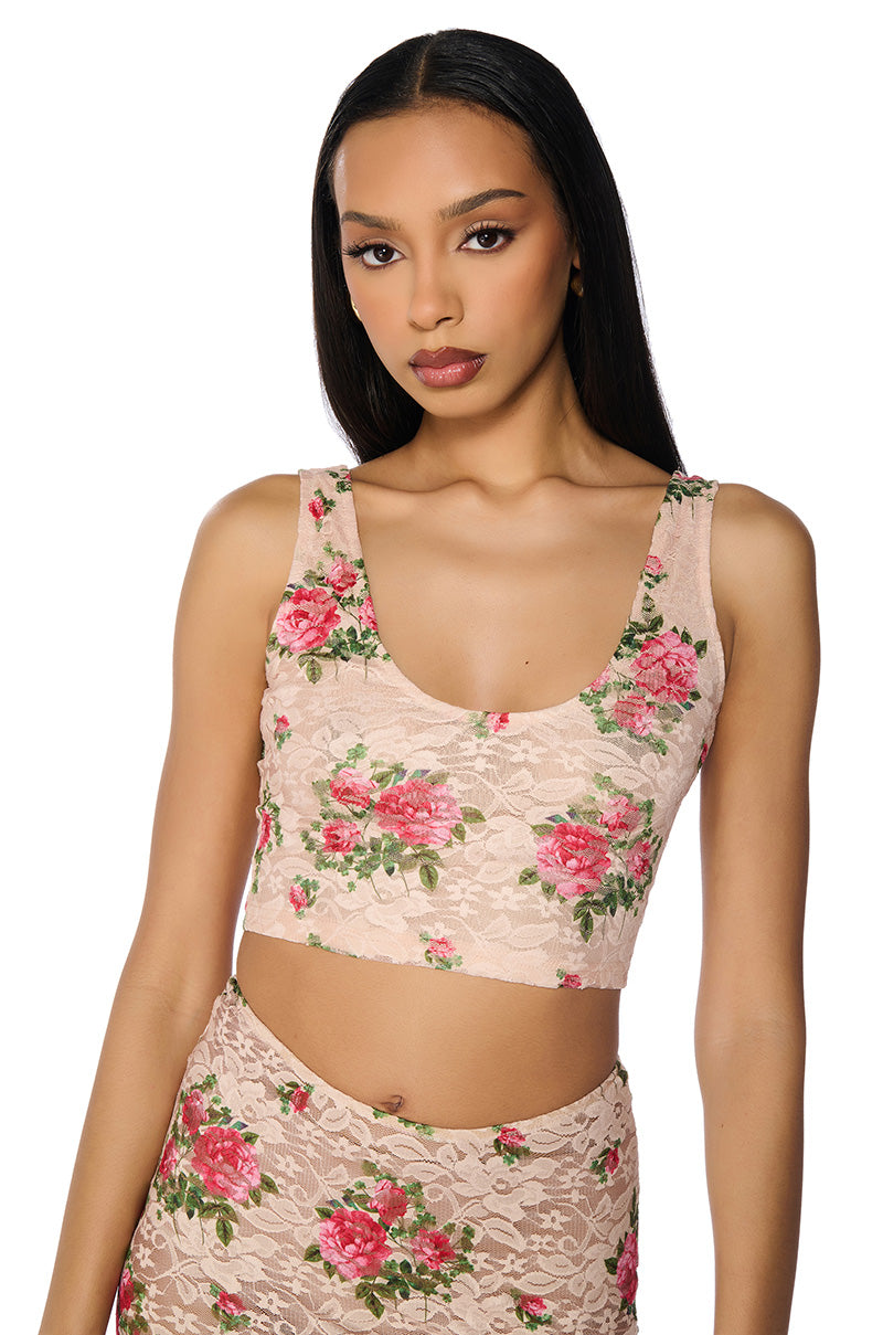 NINA FLORAL CROPPED CAMI