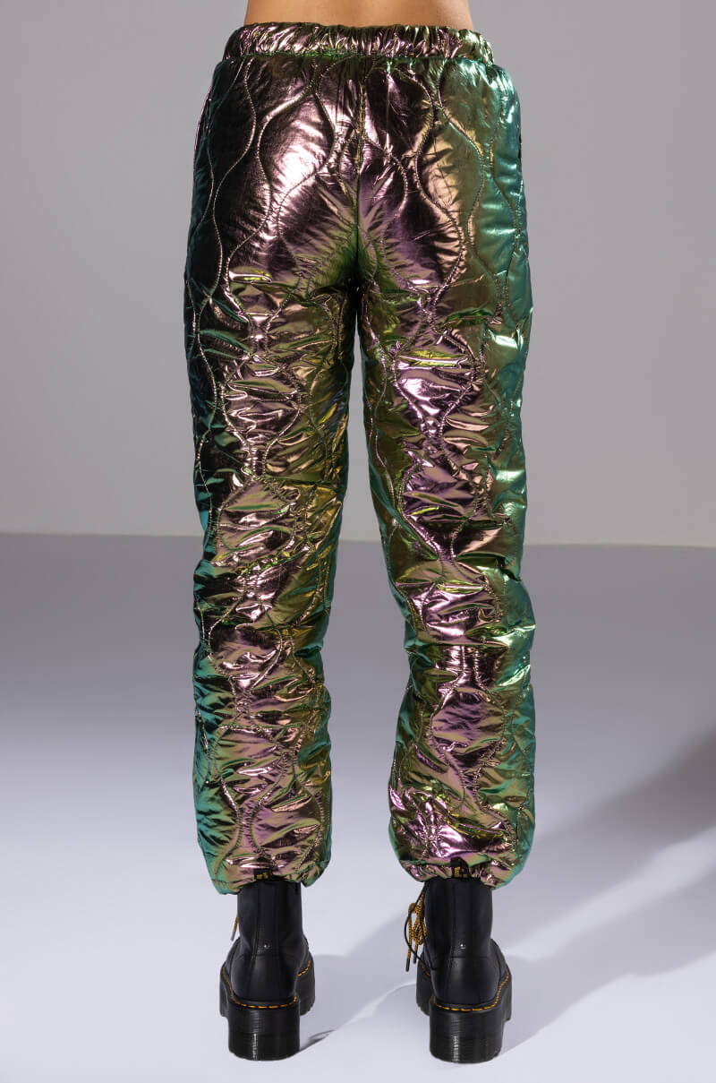 NOT A CARE METALLIC QUILTED PANT
