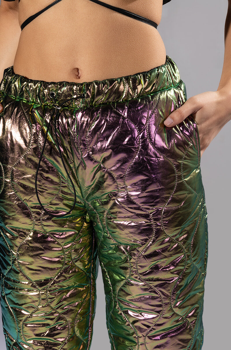 NOT A CARE METALLIC QUILTED PANT