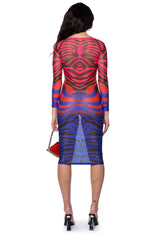 NOTHING BUT TROUBLE LONG SLEEVE MIDI DRESS