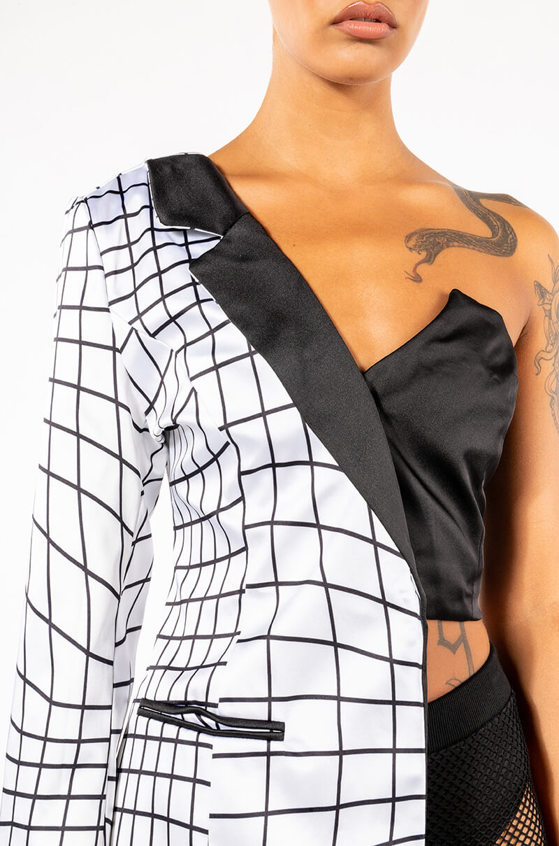OFF THE GRID GRID GRID ONE SHOULDER BLAZER