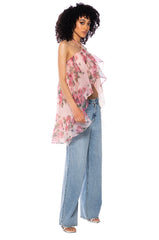 ONCE UPON A DREAM FLORAL HALTER NECK BLOUSE
