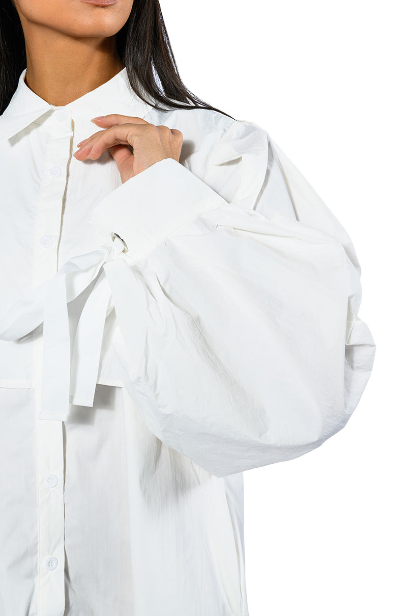 ONE STEP CLOSER OVERSIZED POPLIN BUTTON DOWN DRESS