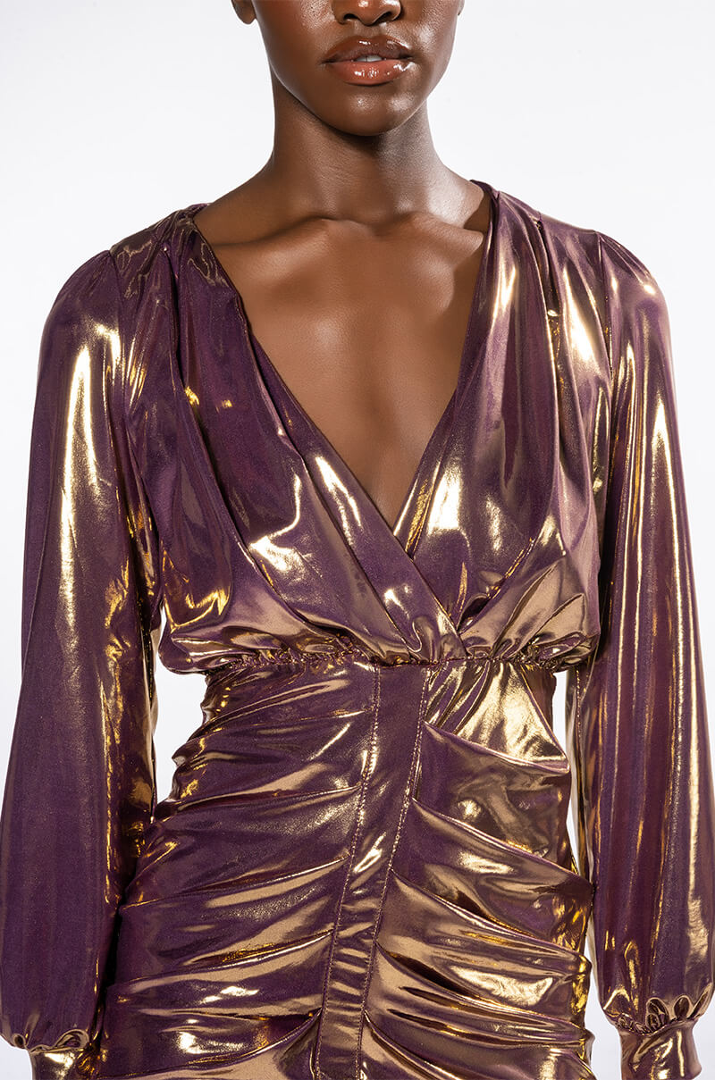ONLY ONE IN THE ROOM METALLIC DRESS