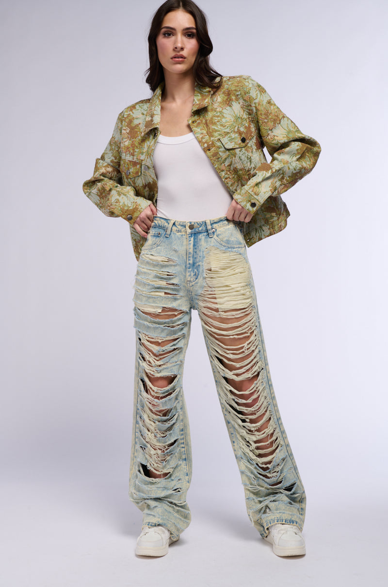 OVER IT DISTRESSED HIGH RISE JEANS