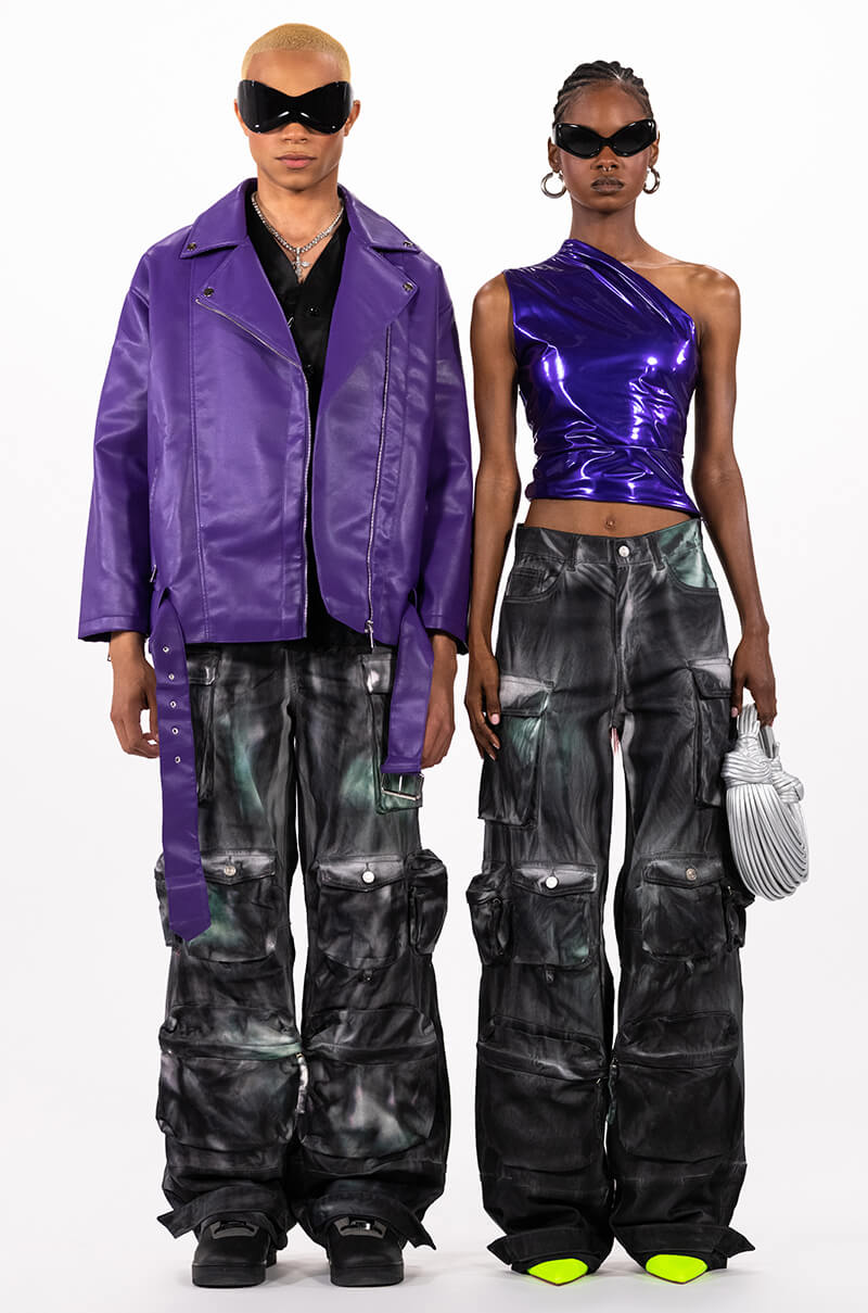 OVERSIZED SATURATED PURPLE MOTO JACKET