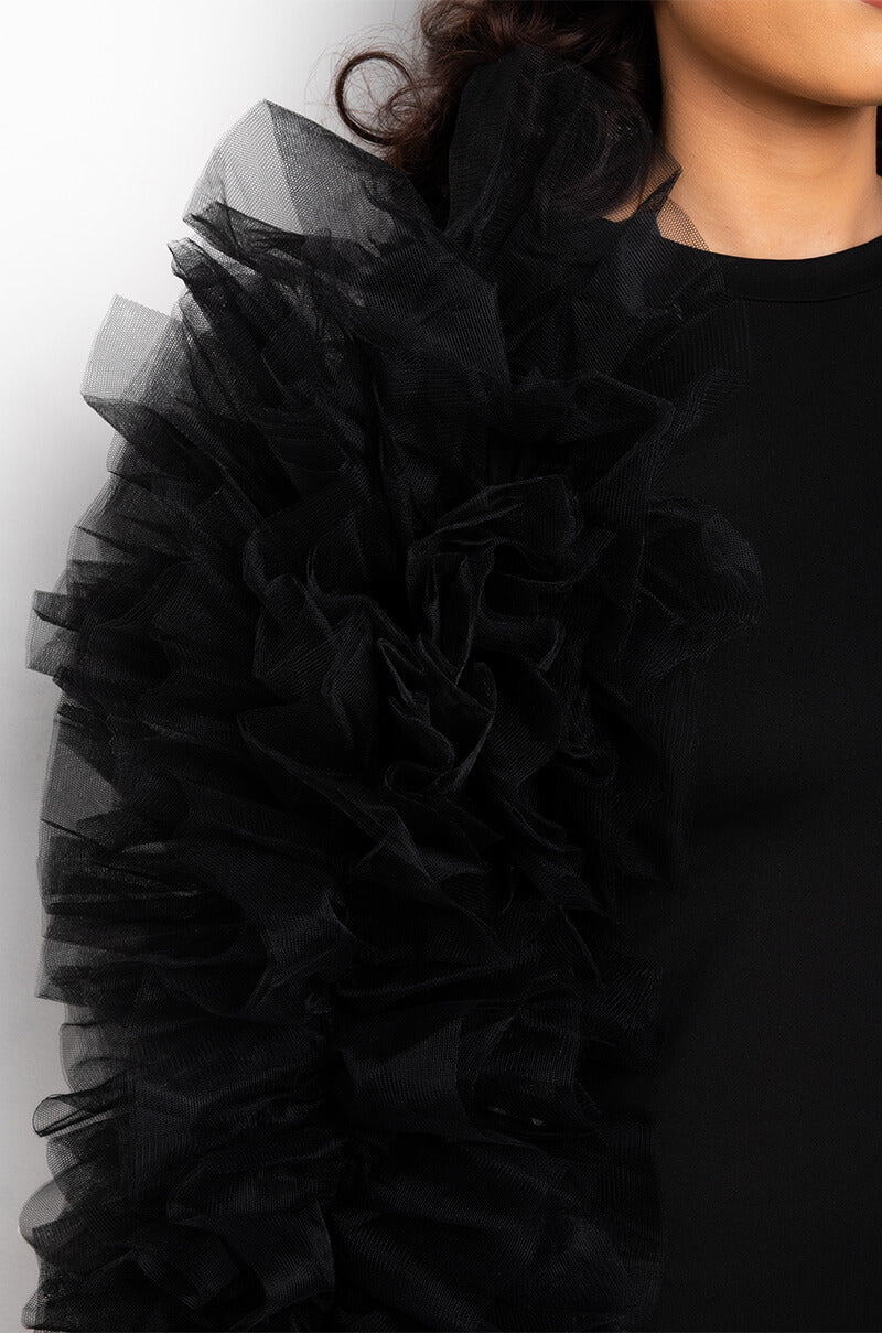 ON MY SHIT TULLE SLEEVE MINI DRESS