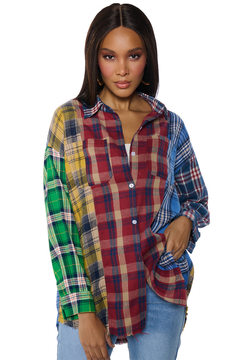 PIECE IT TOGETHER PLAID BUTTONDOWN