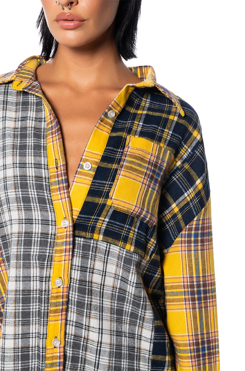 PIECE IT TOGETHER PLAID BUTTONDOWN