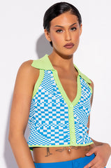 PLAY IT AGAIN CROPPED COLLARED TOP