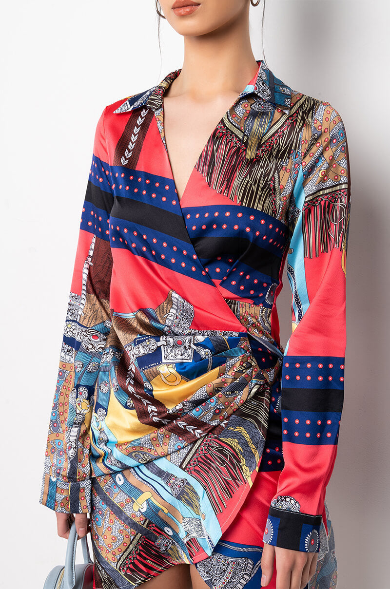 PLAY IT RIGHT WRAP MINI DRESS