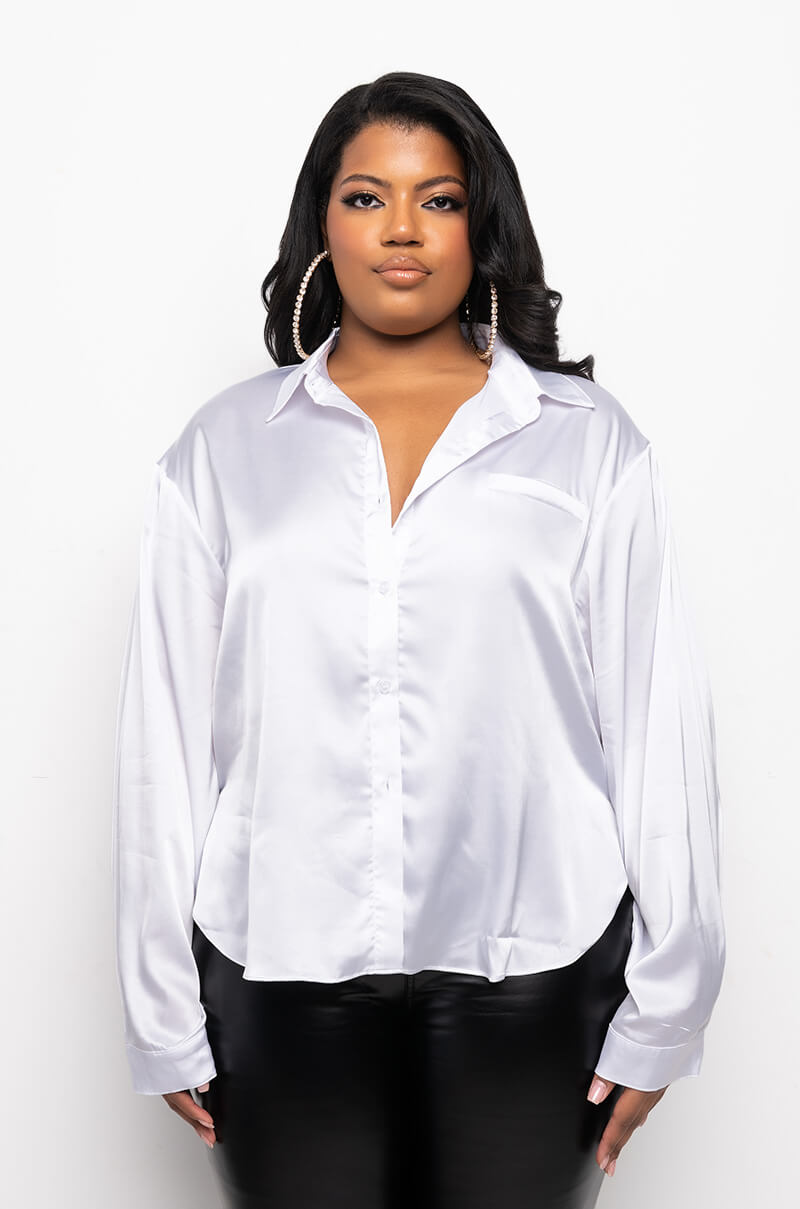 PLUS SILKY SMOOTH BUTTON DOWN BLOUSE