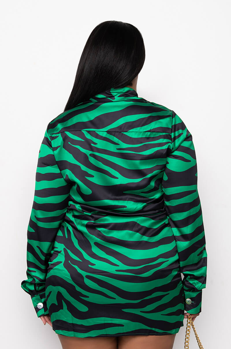 PLUS TIGER BISH SATIN SHIRT DRESS