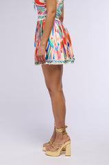 POOL PARTY PRINTED PLEATED MINI SKIRT