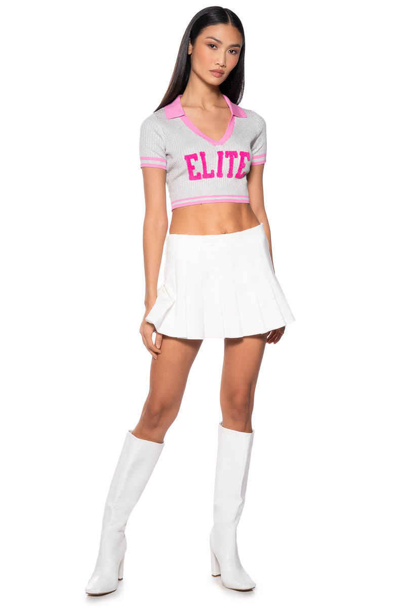 PRETTY ELITE CROPPED COLLARED SWEATER