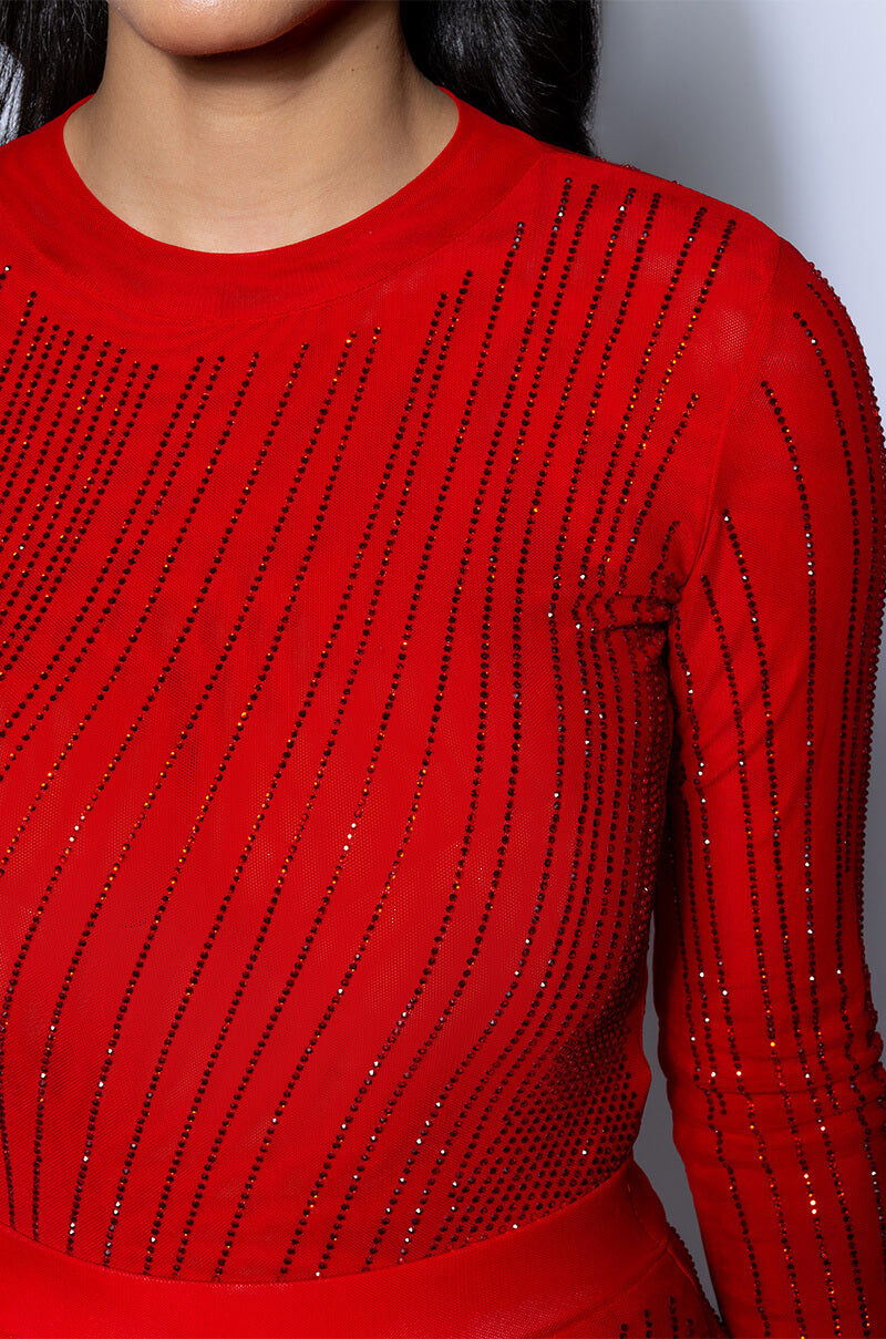 QUEEN OF LOVE RHINESTONE BODYSUIT