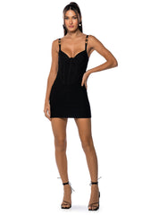 QUINN BANDAGE MINI DRESS IN BLACK