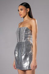 READY TO PARTY SEQUIN STRAPLESS MINI DRESS