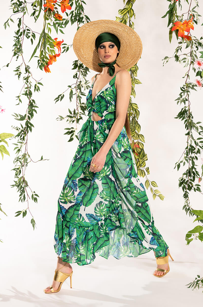 RESORT PALM LEFT MAXI DRESS