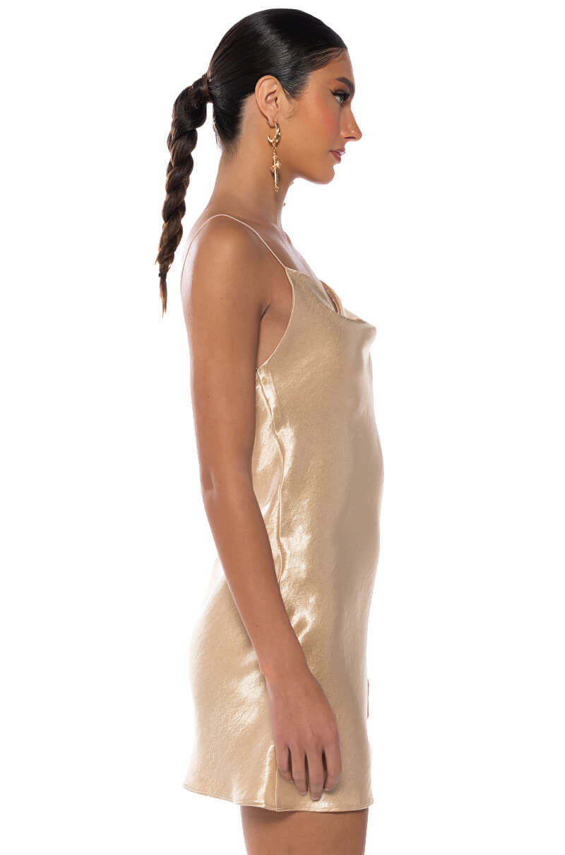 JACKIE SLEEVELESS COWL NECK MINI DRESS