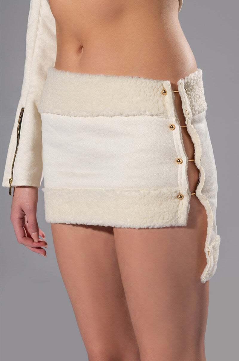 ROSIE FUR TRIM JACKET AND MINI SKIRT SET