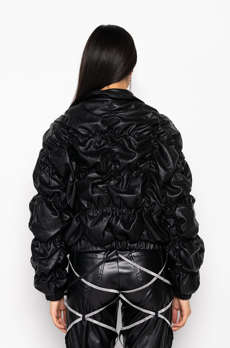 RUCHED PU JACKET