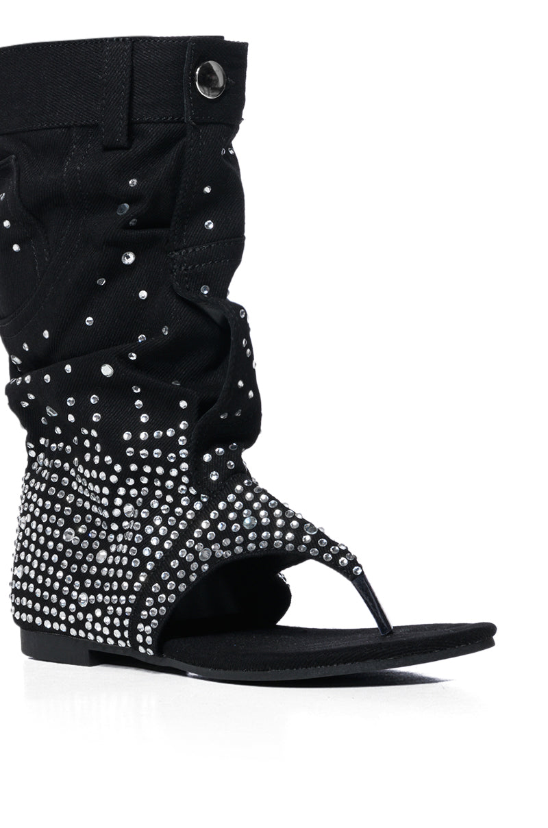 PLEXI BLACK EMBELLISHED COVERED SANDAL